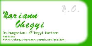 mariann ohegyi business card